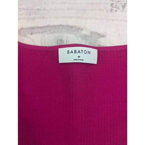 Babaton Sculpt Magenta Knit Cropped Top women's Medium square neck minimalist - Picture 3 of 6